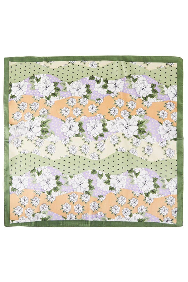 Wholesale Accessory Market - Summer Dreams Olive Square Satin Scarf