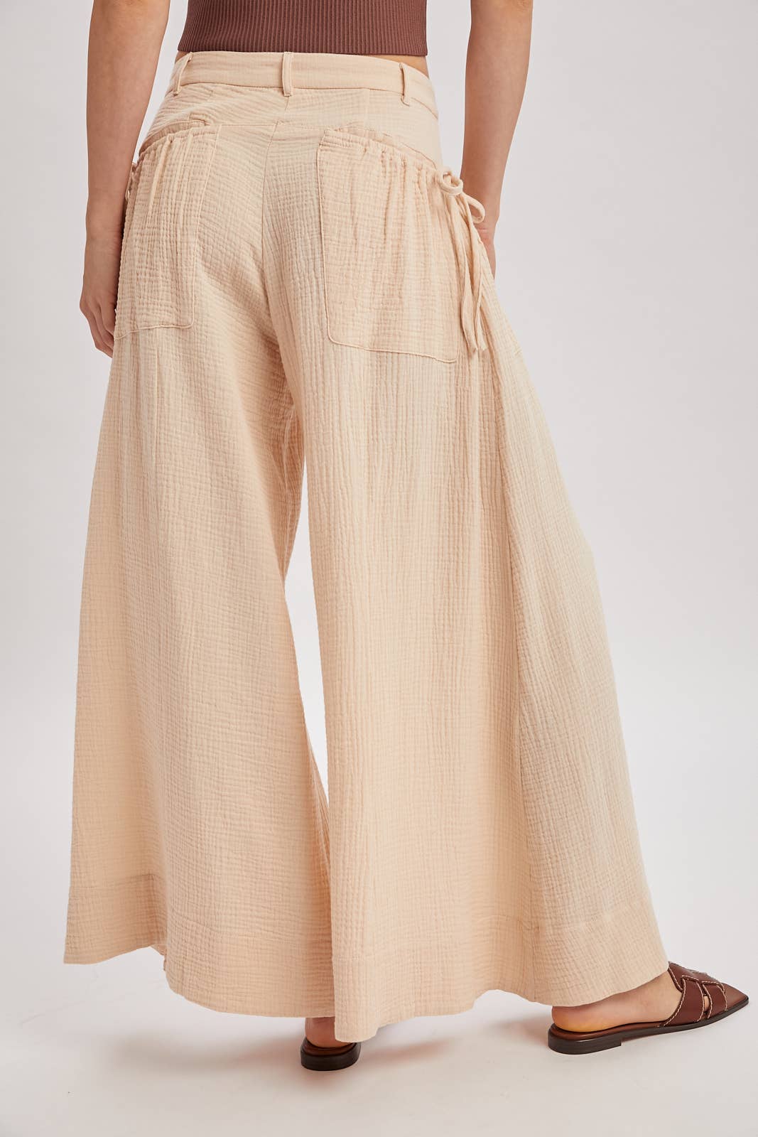 Bluivy - DRAWSTRING PATCH POCKETS WIDE LEG PANTS