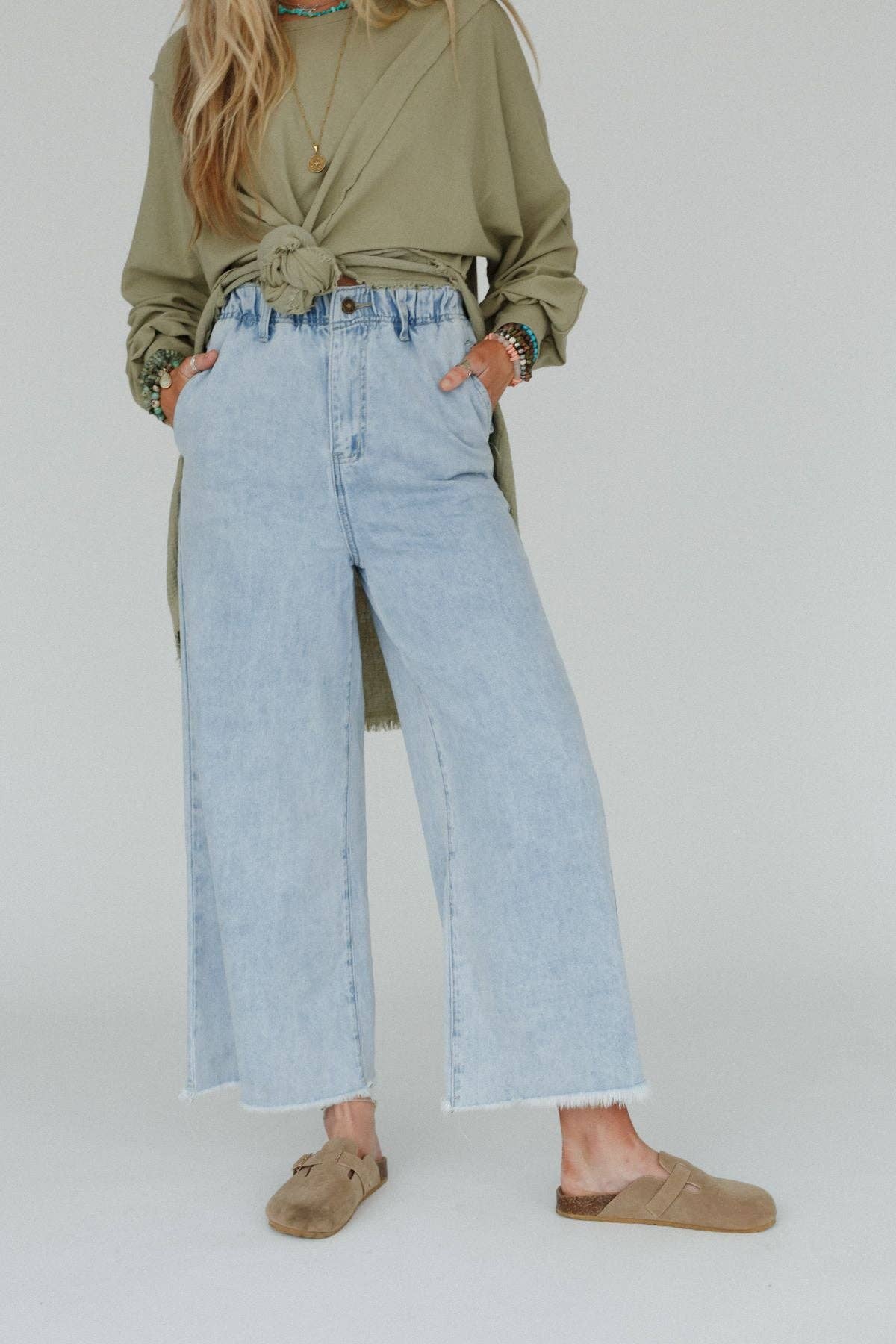 Three Bird Nest - Simply You Wide Leg Jeans - Light Wash