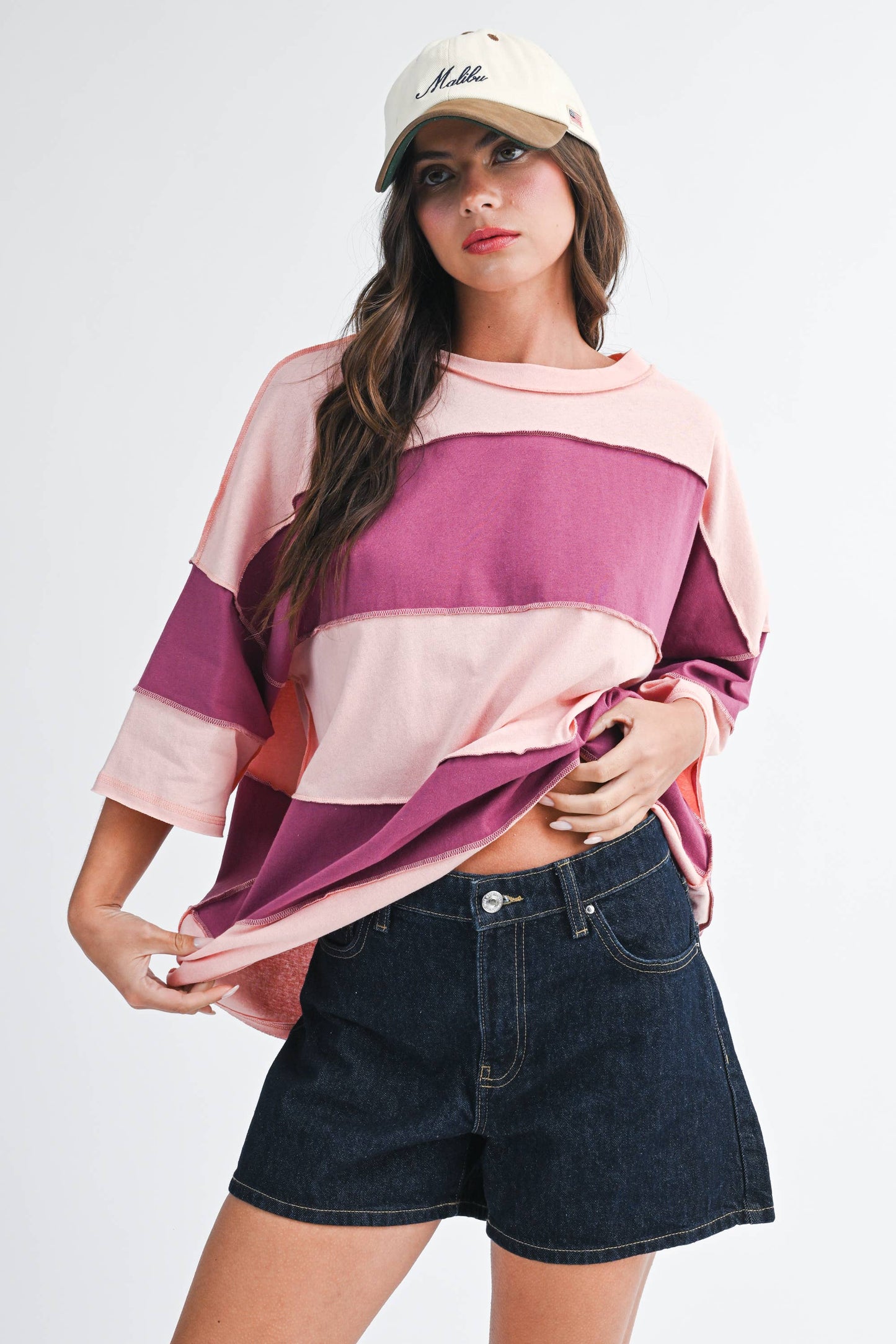 8417FN Polly Color Block Top