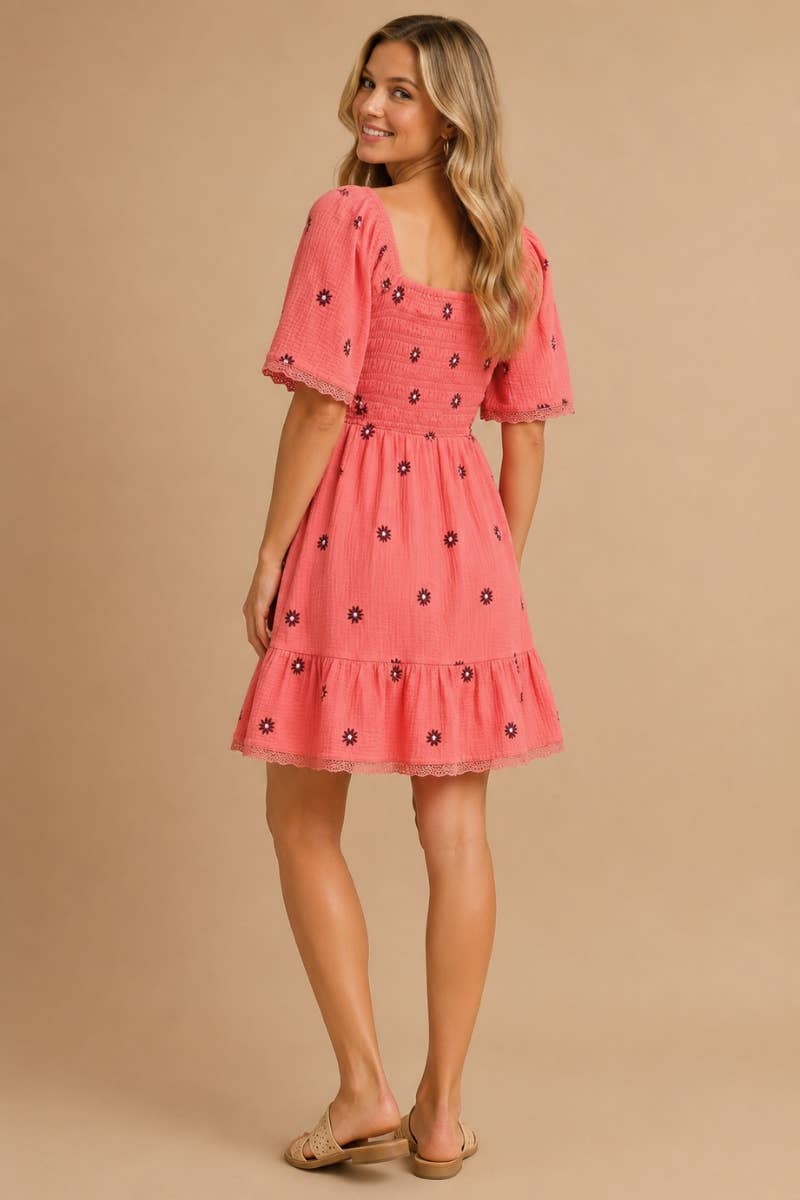 Gauze  Embroidered Dress