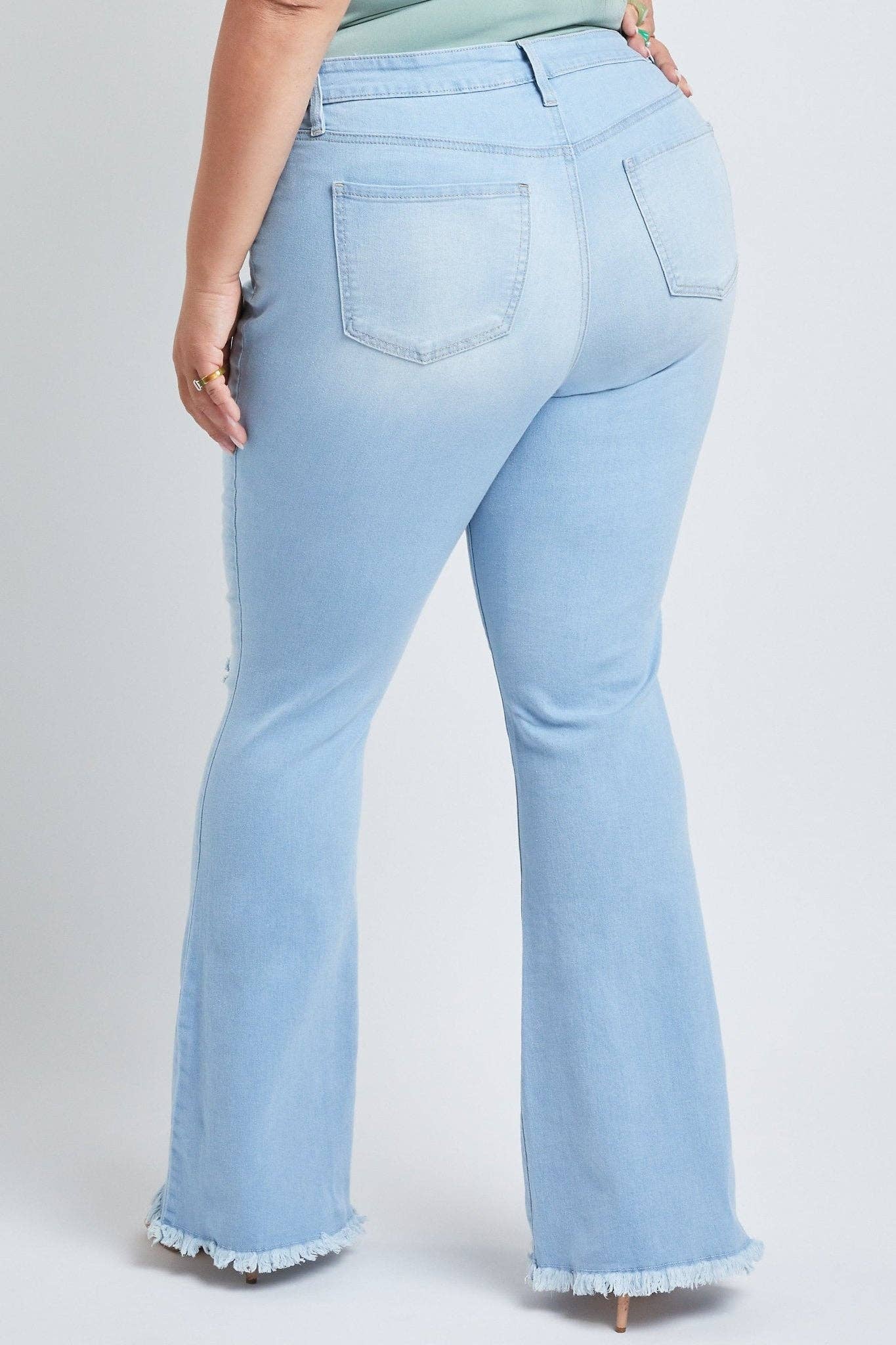 Plus Size High Rise Distressed Super Flare Jean-EP912956