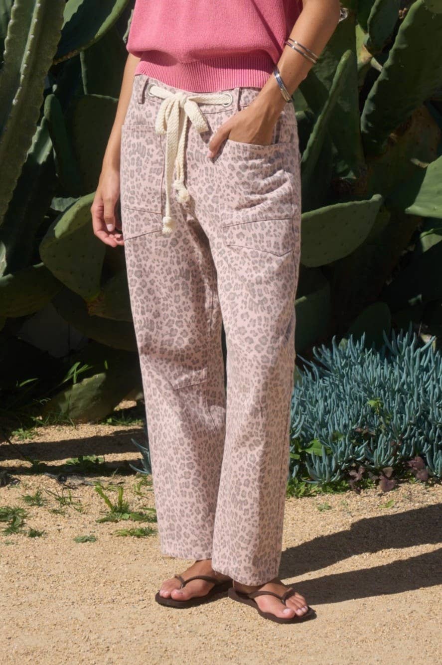 Dottie Dottié Garage - Leopard Print Drawstring Wide Leg Pants