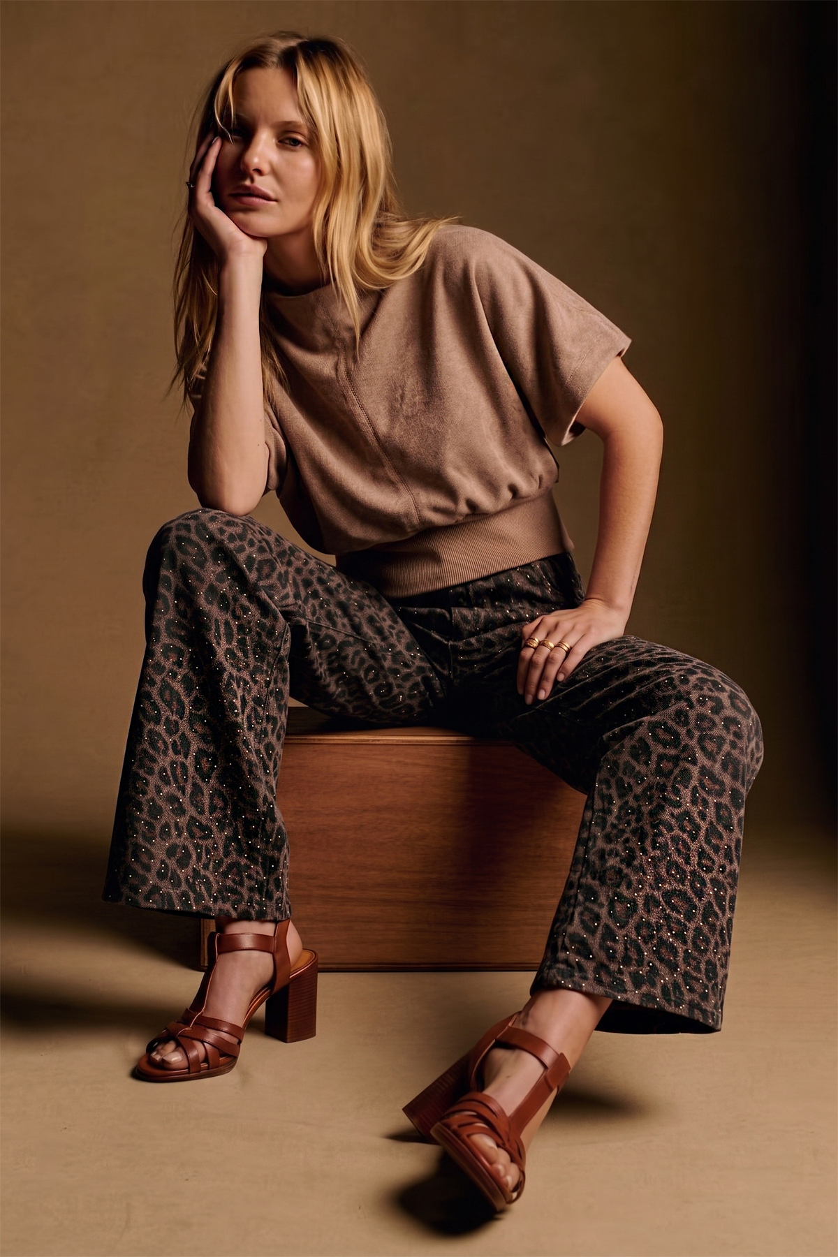 Glam - Mock Neck Suede Look Brush Top
