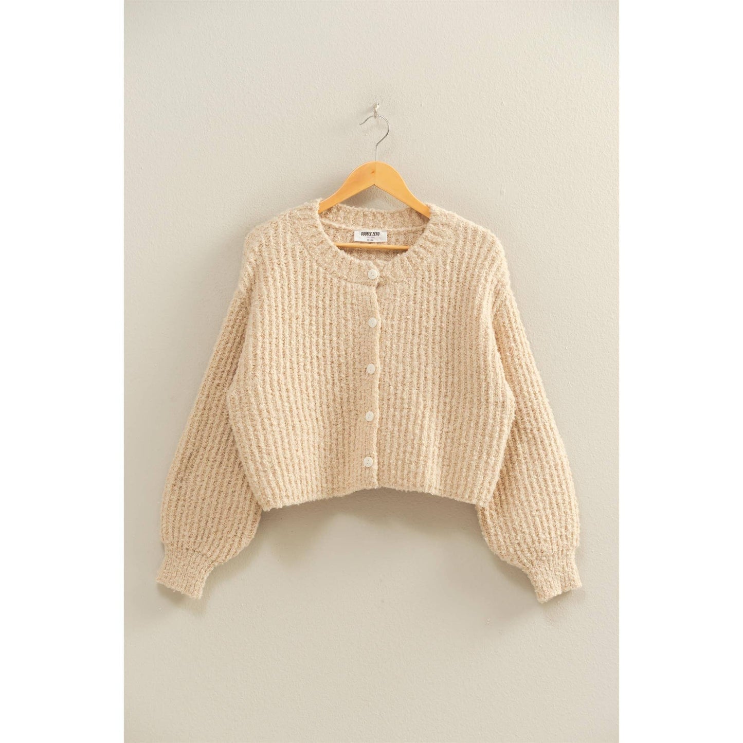 Fluffy Knit Button-Up Cardigan Sweater