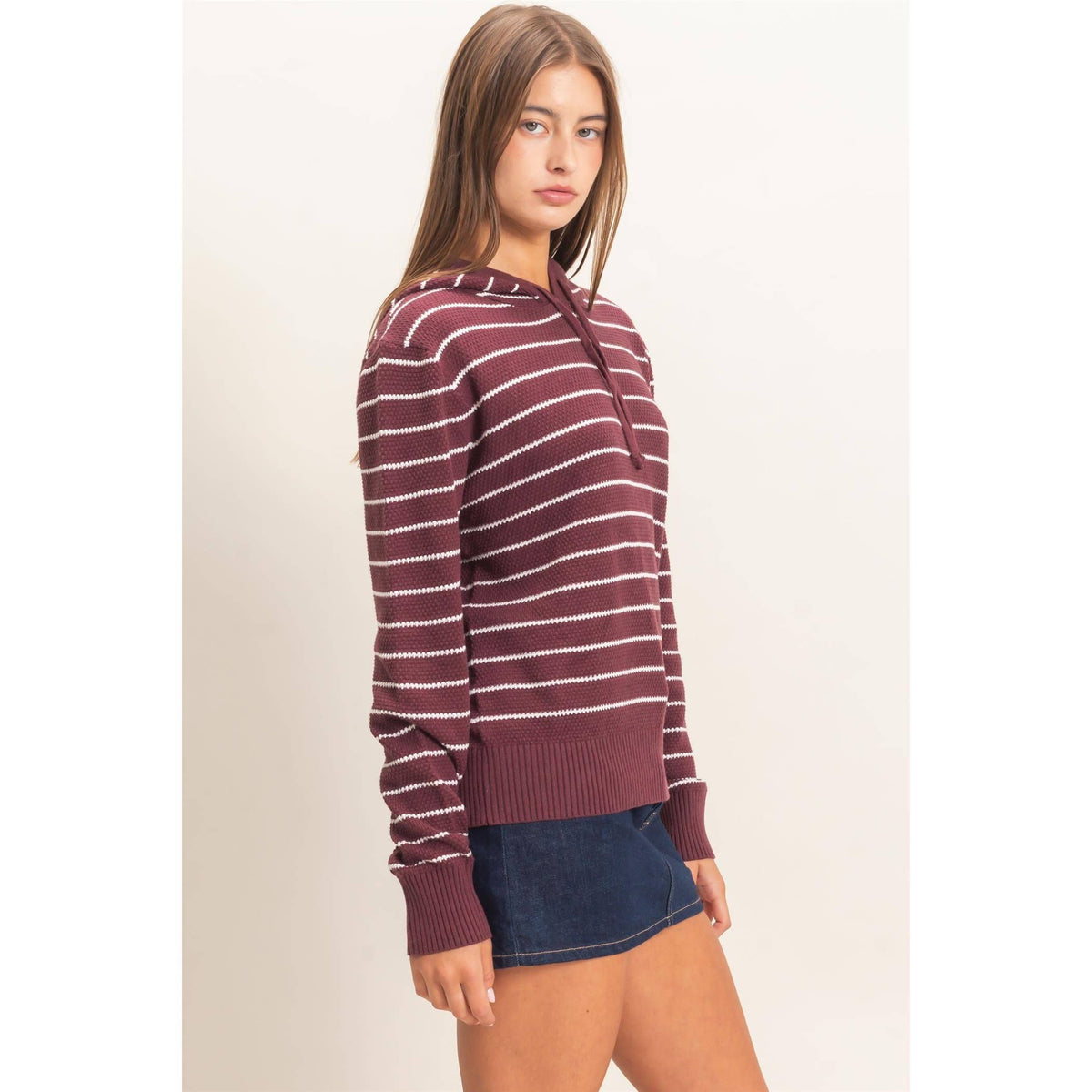 Double Zero - Striped Hooded Sweater
