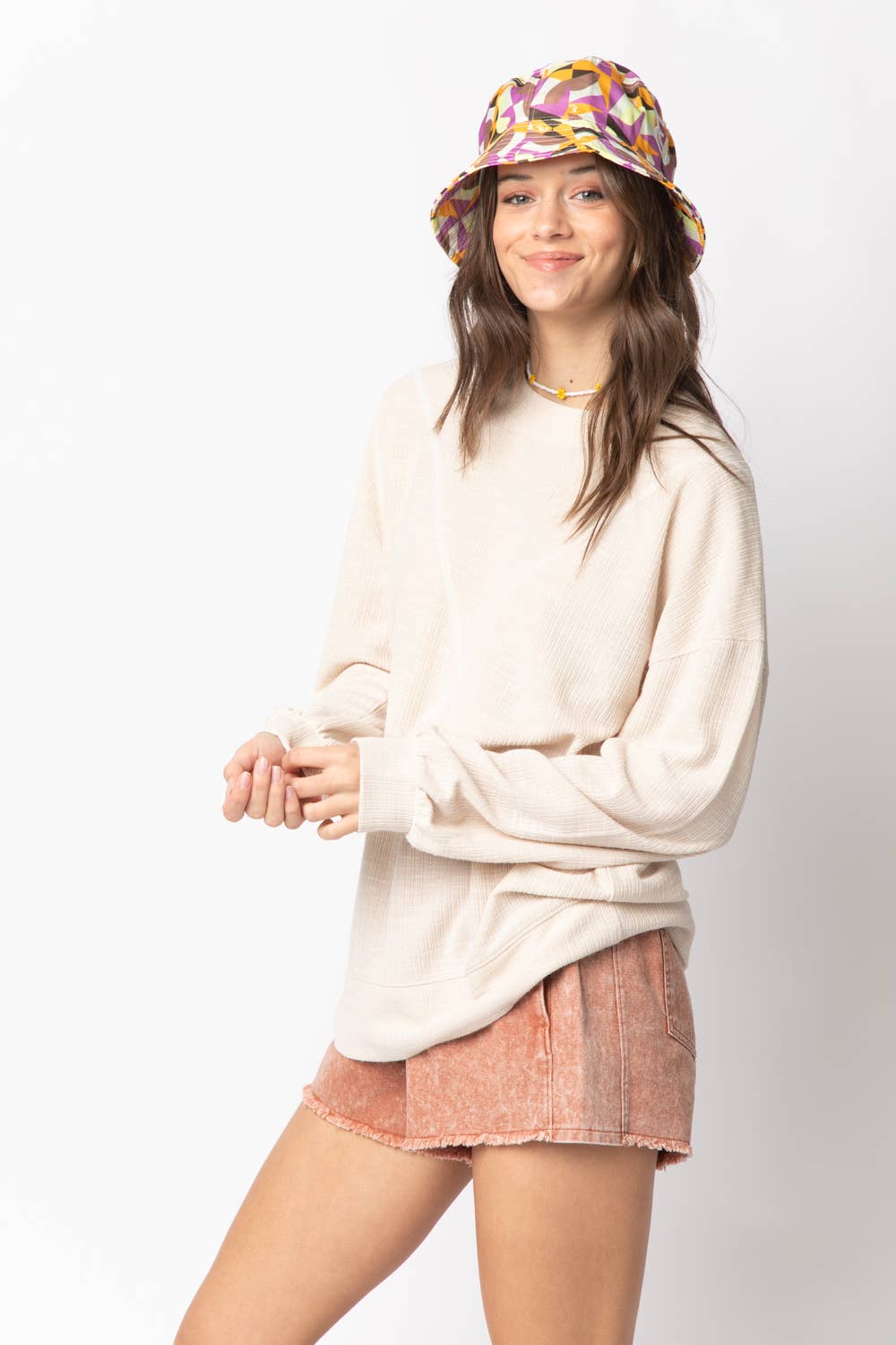 VERY J - NT10897-Ribbed Knit V Stitch Top