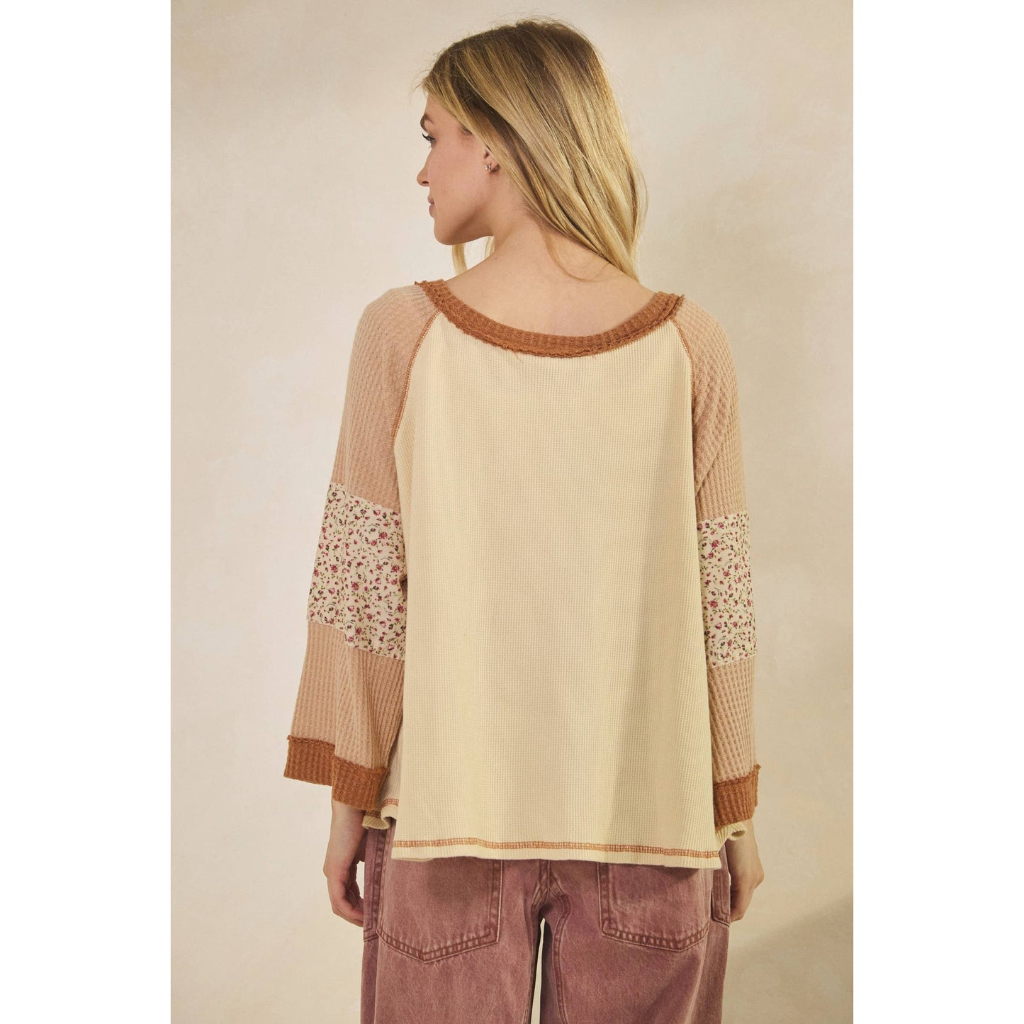 BLOSSOM PATCHWORK WAFFLE TOP (ST7886)