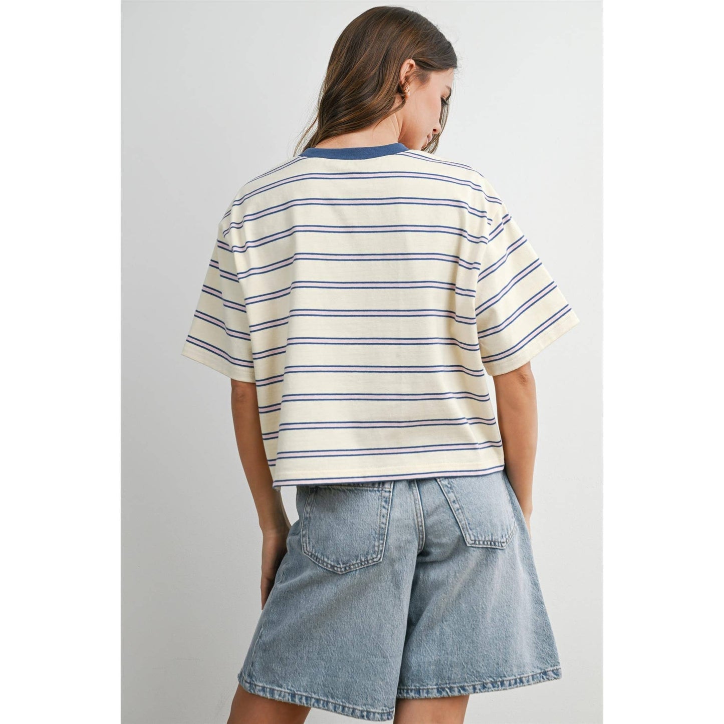 Cropped T-Shirt with stripes