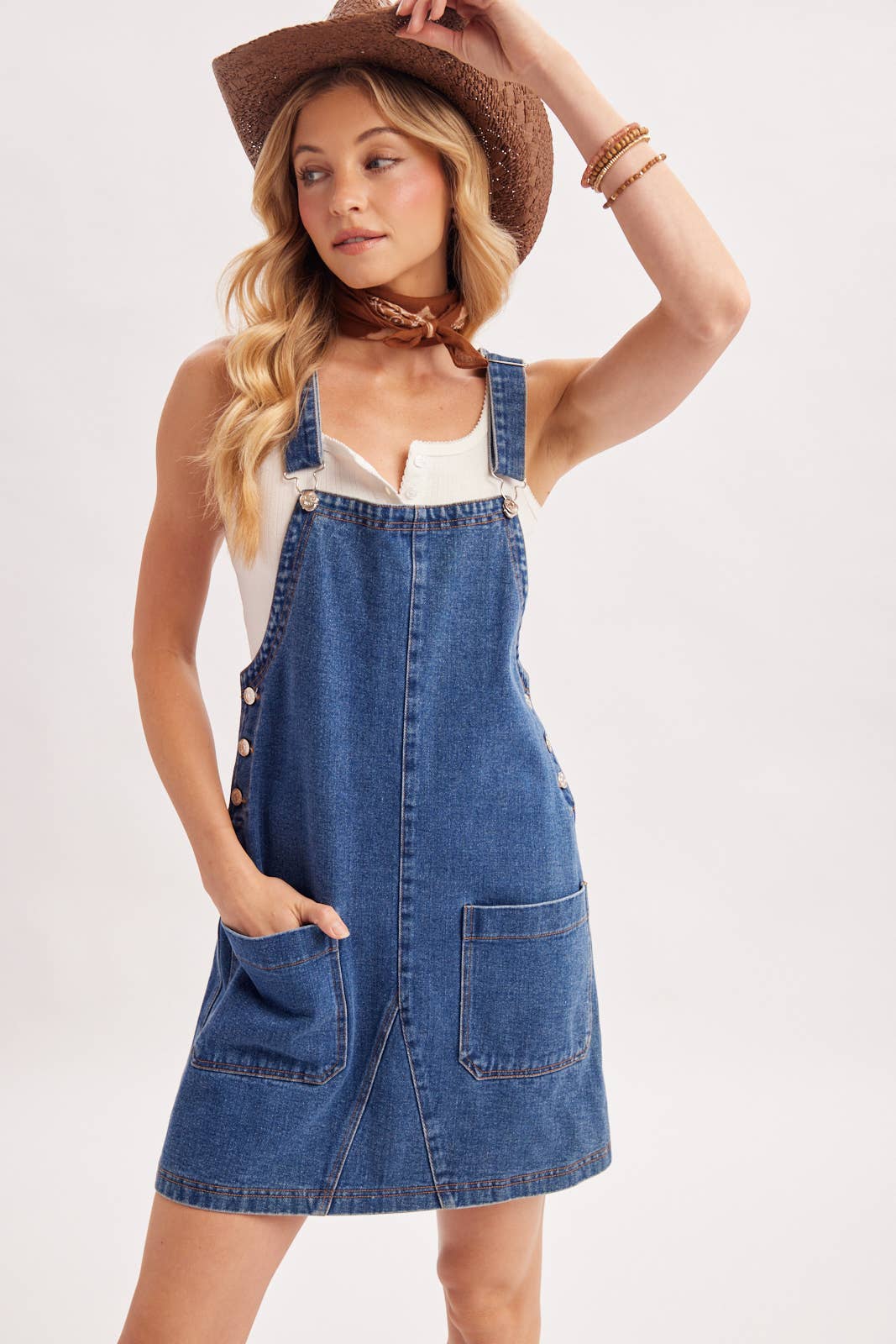 OVERALL MINI DRESS WITH POCKETS