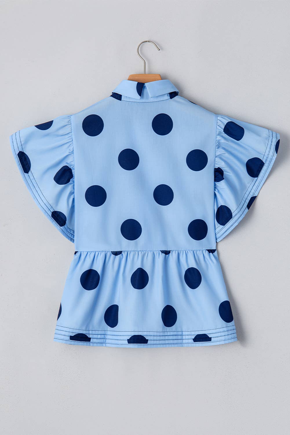 Blue Polka Dot Print Ruffled top