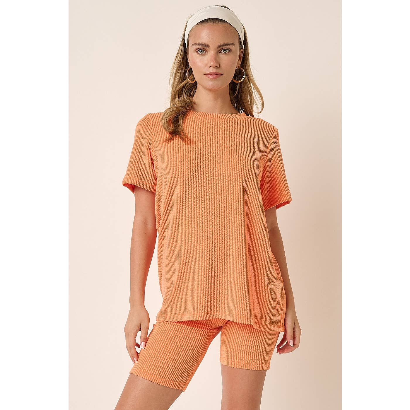 mittoshop - SET10471-RIB KNIT T-SHIRT AND BIKER SHORT SET