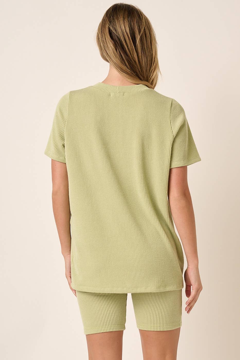 mittoshop - SET10471-RIB KNIT T-SHIRT AND BIKER SHORT SET