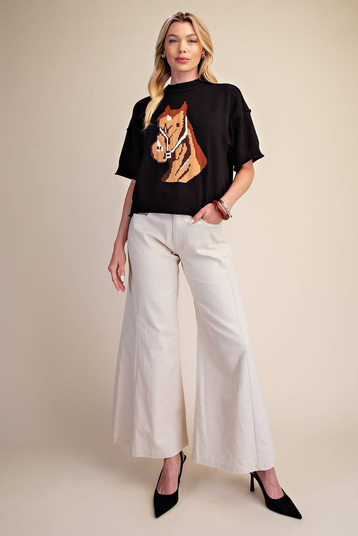 Glam - Western Horse Crew Neck Sweater
