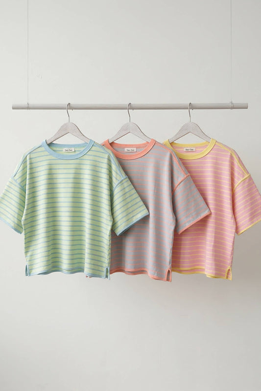 Mint/Blue stripe tee  S&S