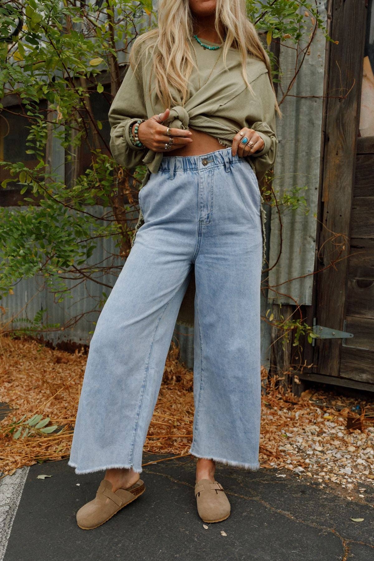 Three Bird Nest - Simply You Wide Leg Jeans - Light Wash