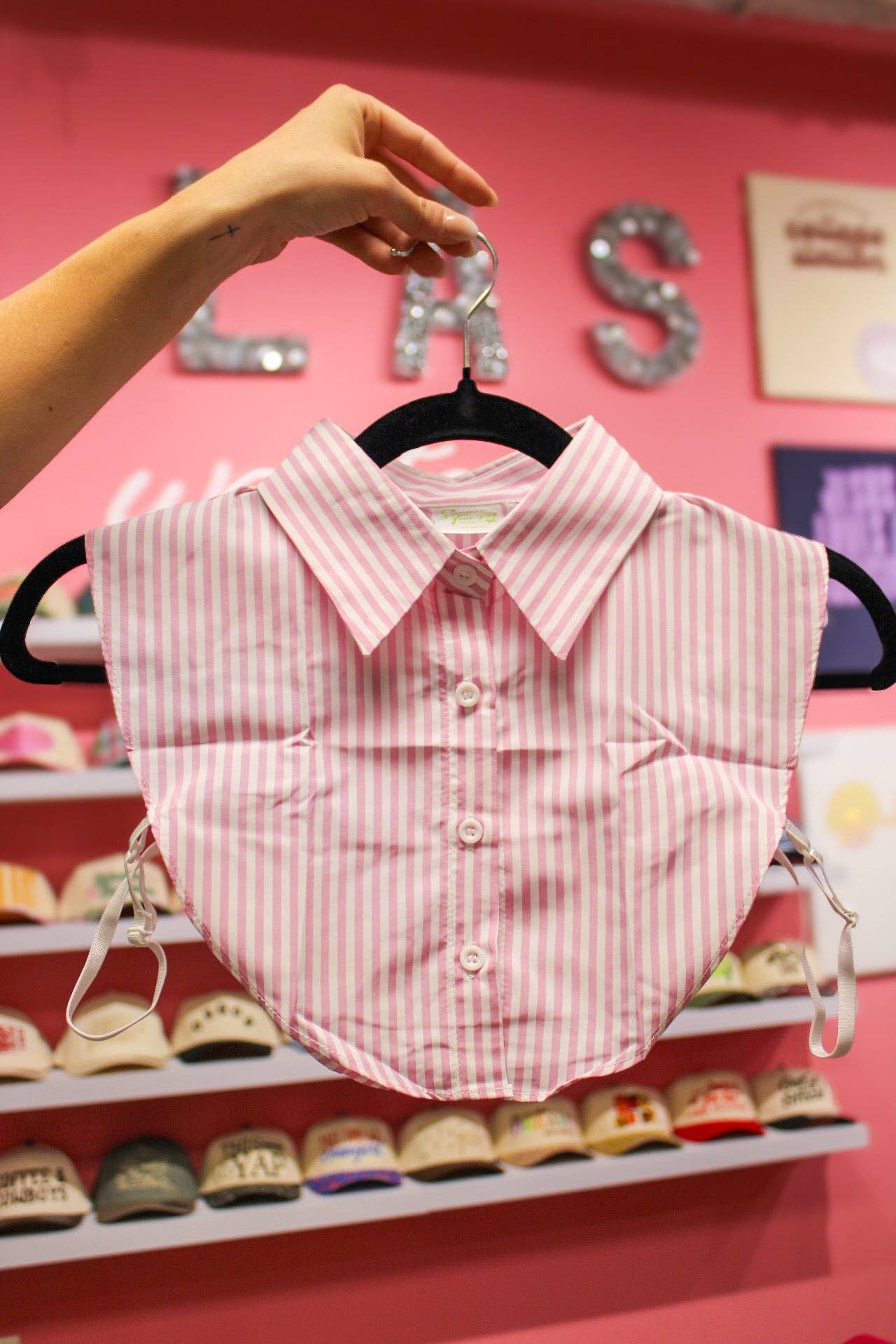 Summer Tees - PINK & WHITE STRIPED COLLAR