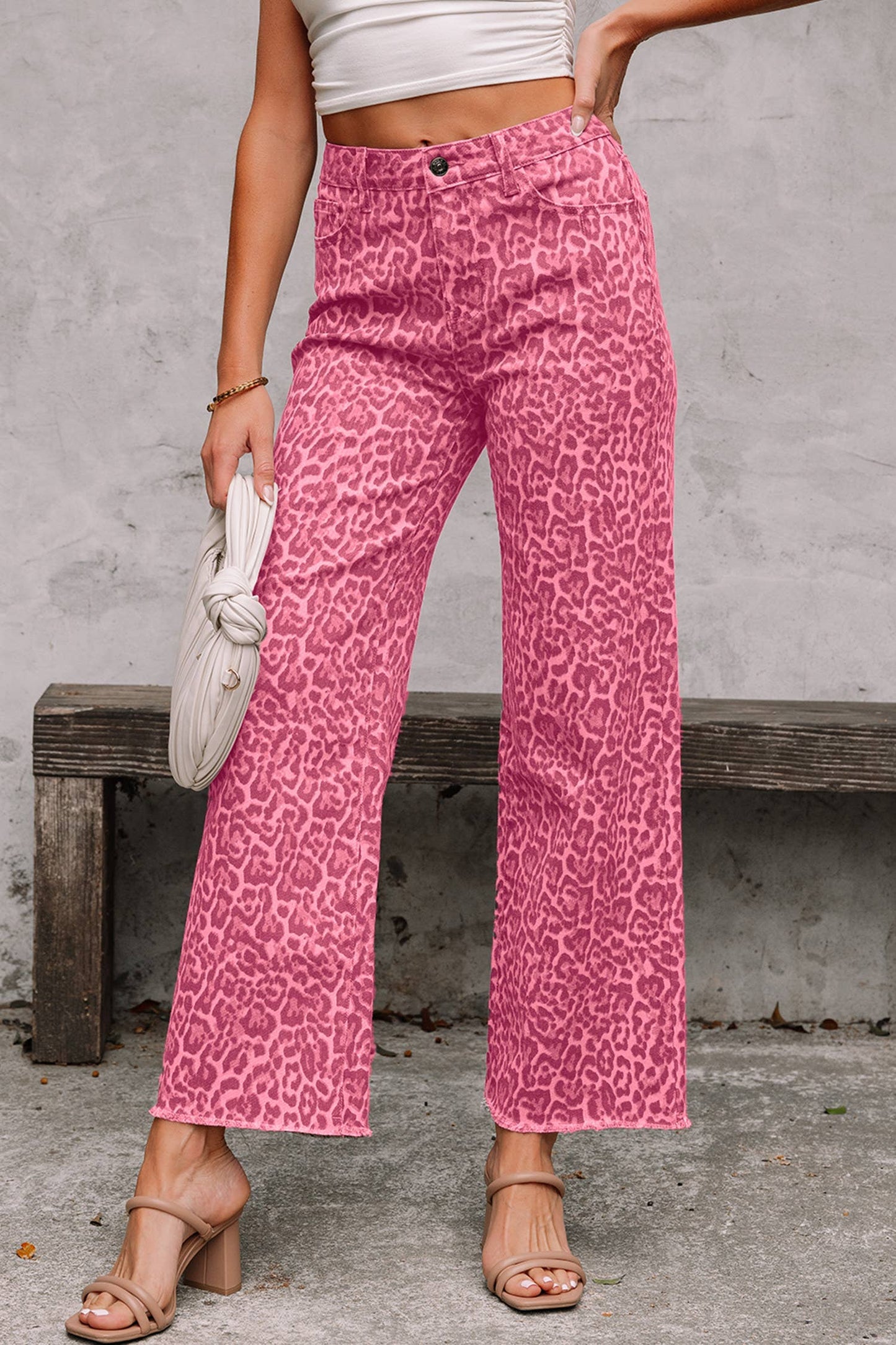 66 Western Leopard Love Edge Wide Leg High Waist Jeans