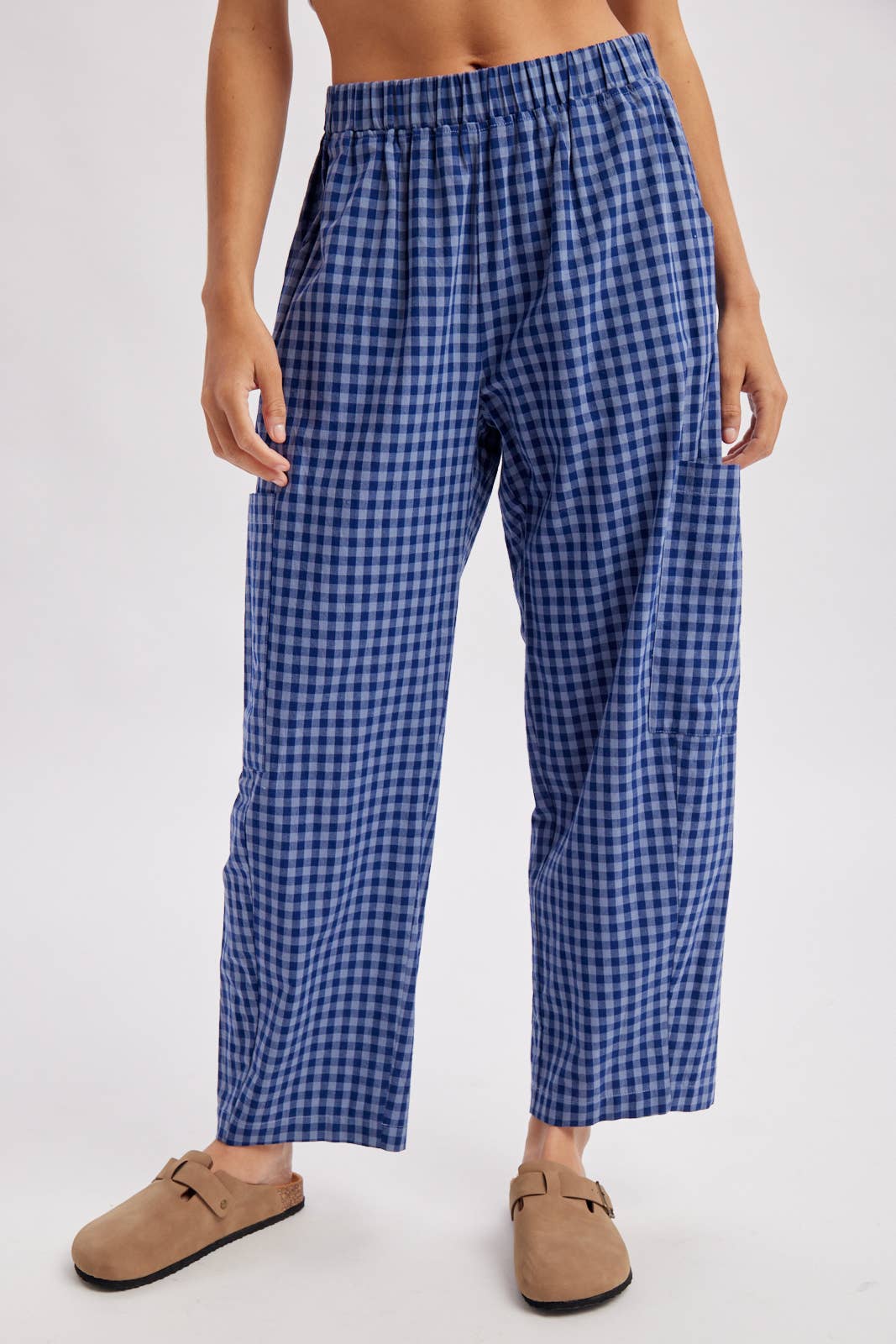 PLAID PATCH POCKET PANTS