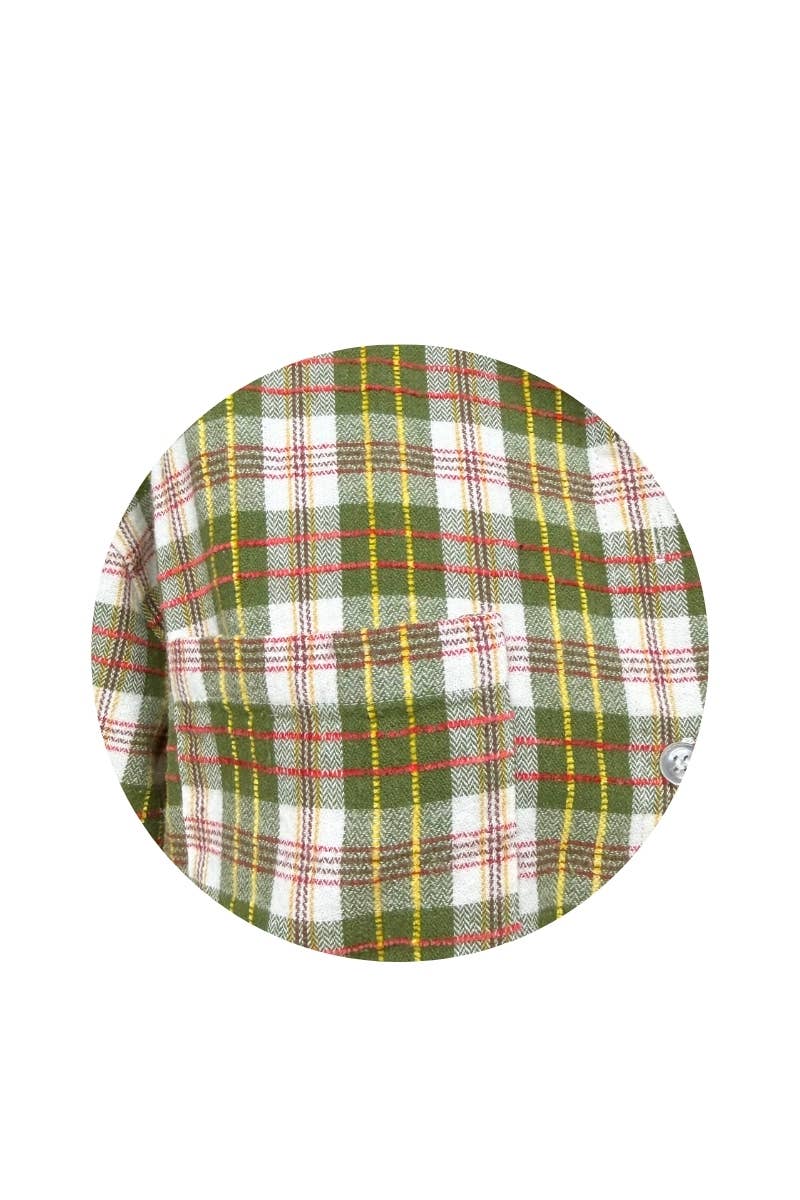 J.NNA - Frayed Hem Plaid Oversized Flannel Button-Down Shirt