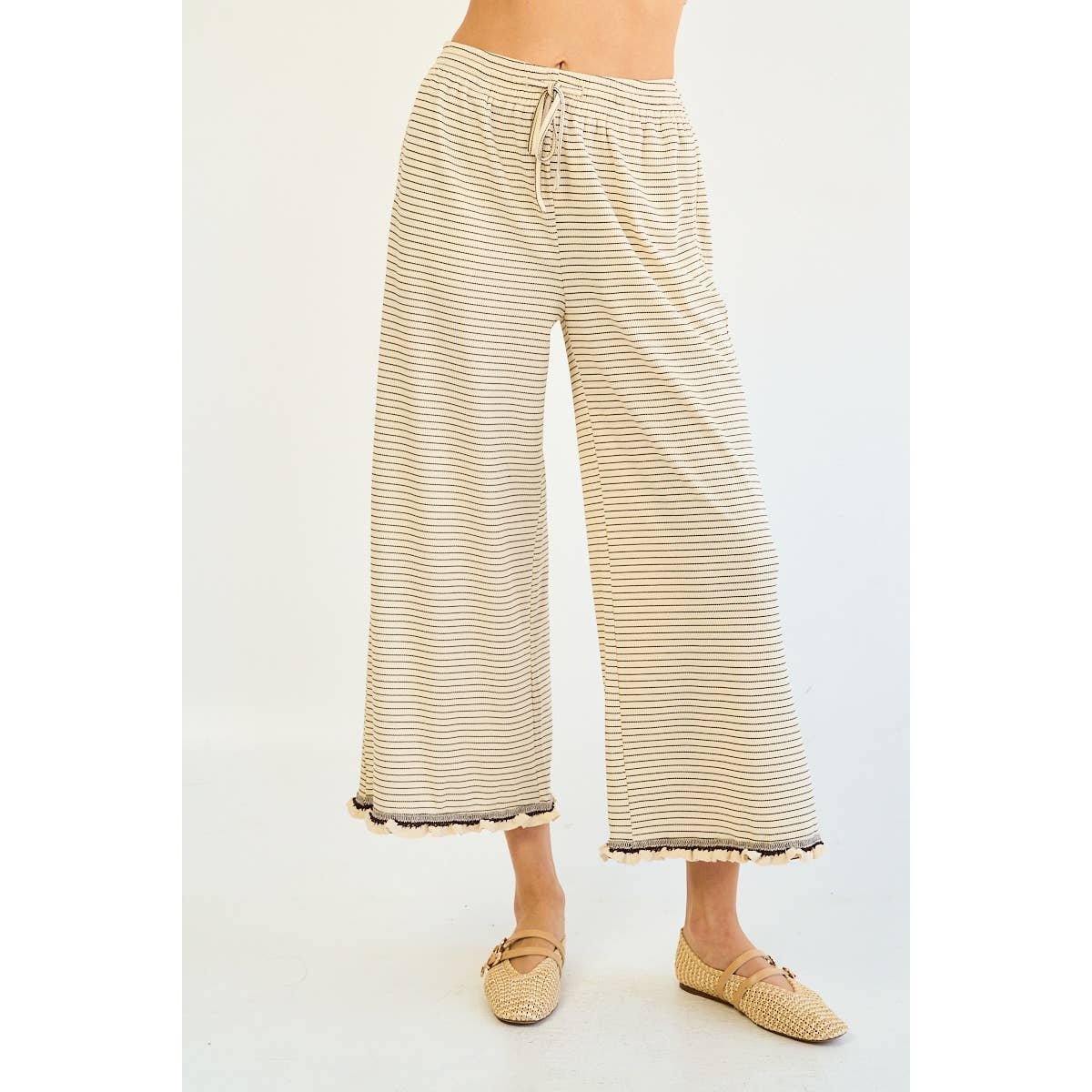 The GREii - Striped Ruffle Edge Pants