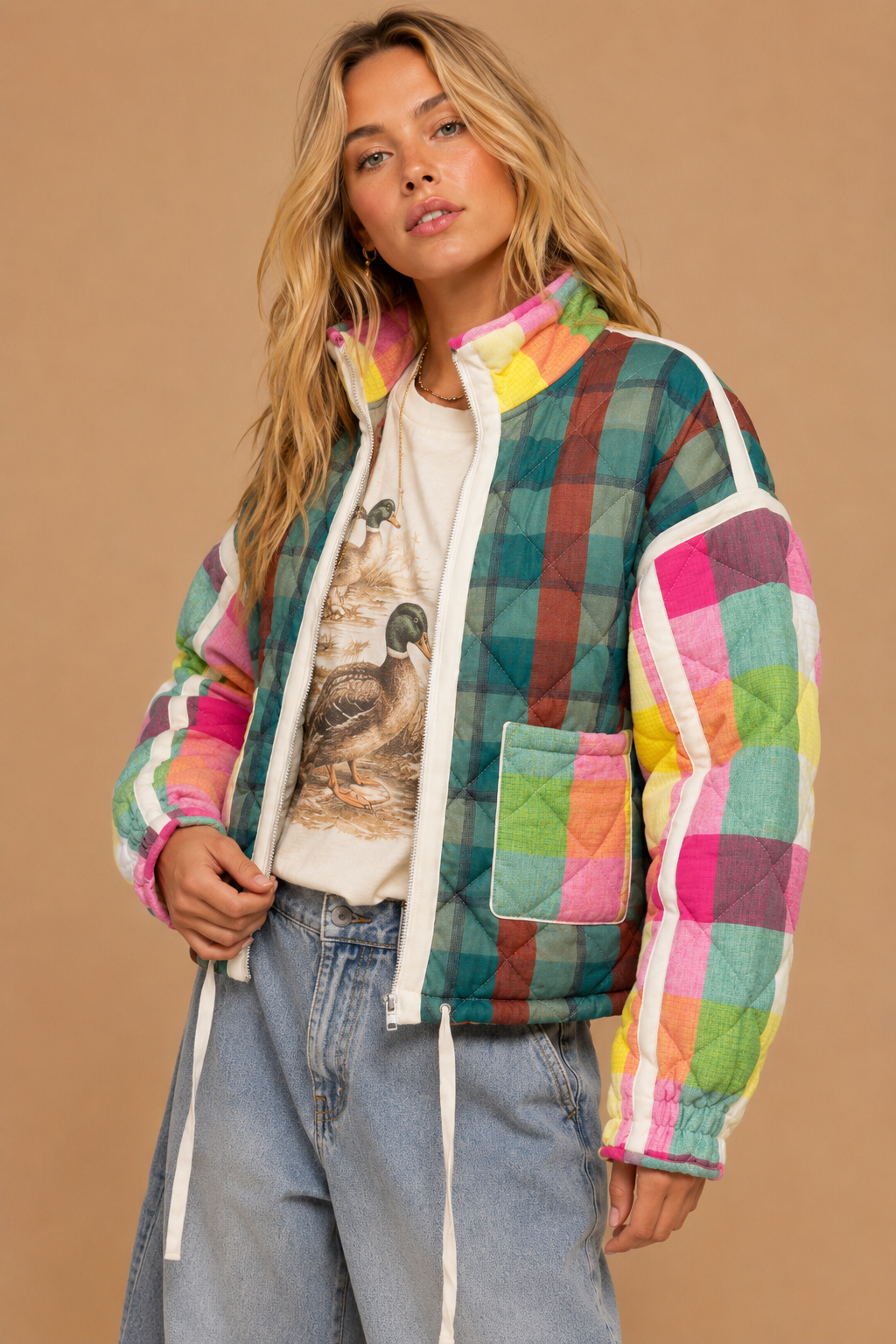 J.NNA - Quilted Patchwork Puffer