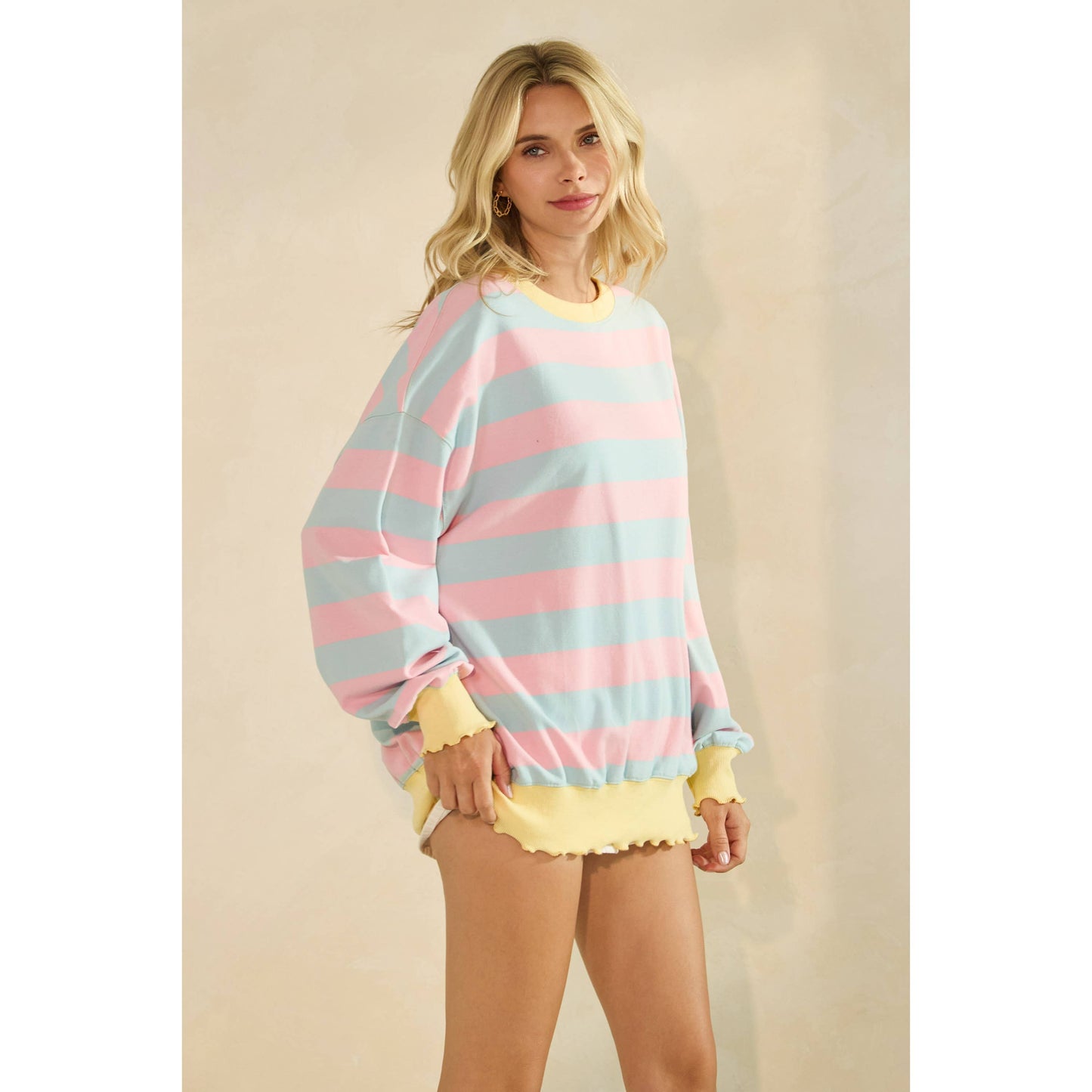 Striped Knit Long Sleeve Top