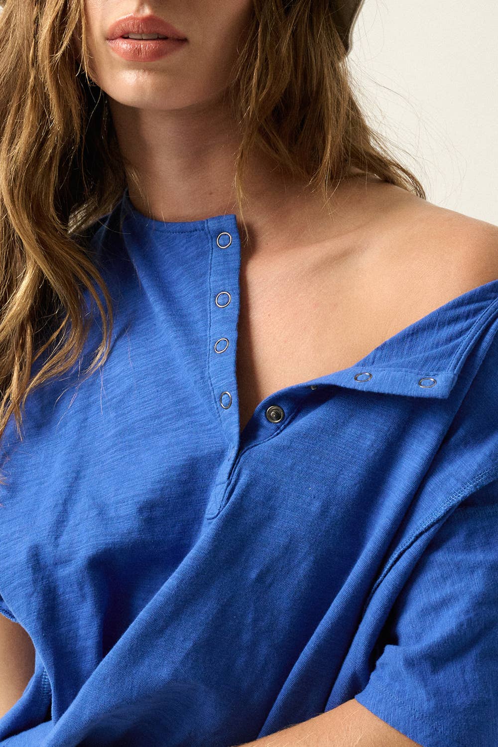 Easy Fit Mineral-Wash Exposed Seam Slub Knit Shirt