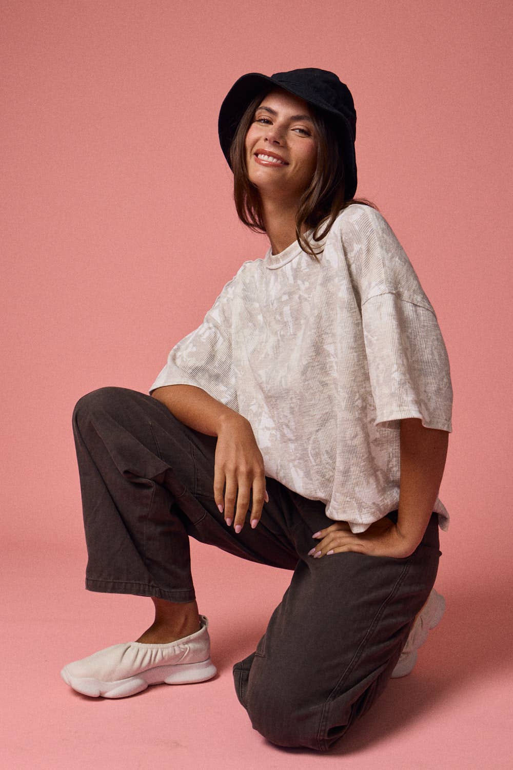 PT51002-NATURE CAMO RIBBED LOOSE FIT SHIRT