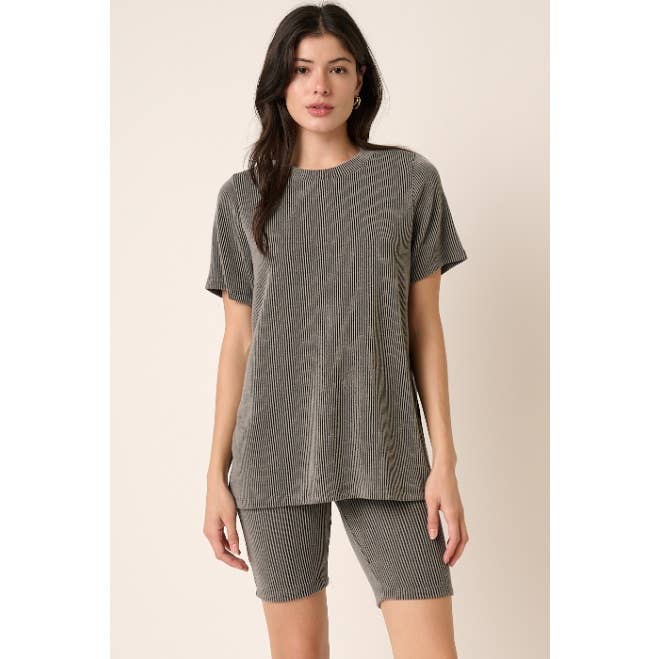 mittoshop - SET10471-RIB KNIT T-SHIRT AND BIKER SHORT SET
