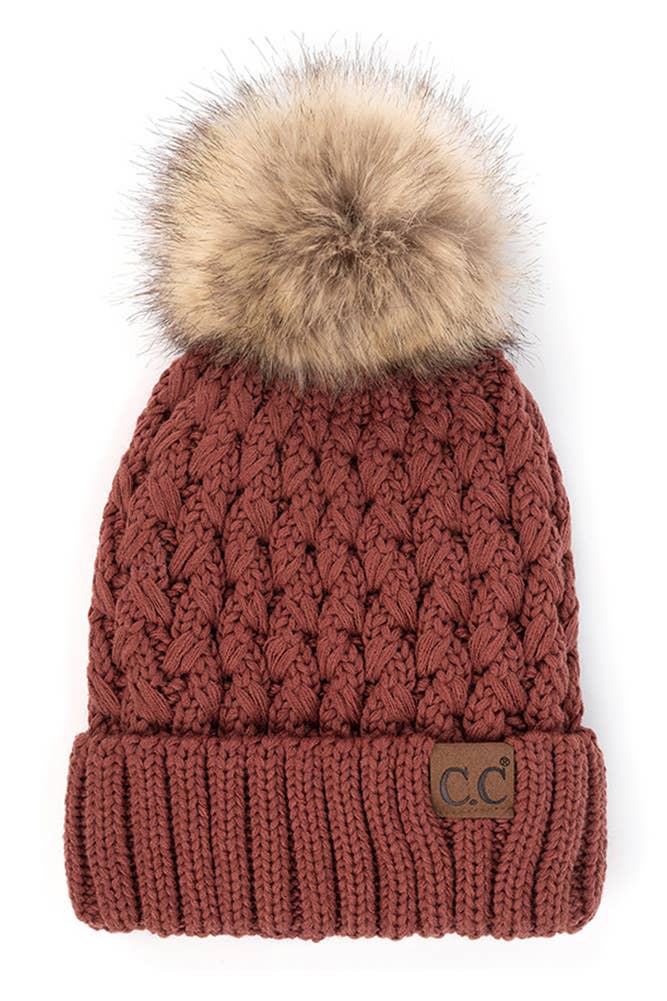 C.C Lattice Crossover Stitch Beanie Winter Hat