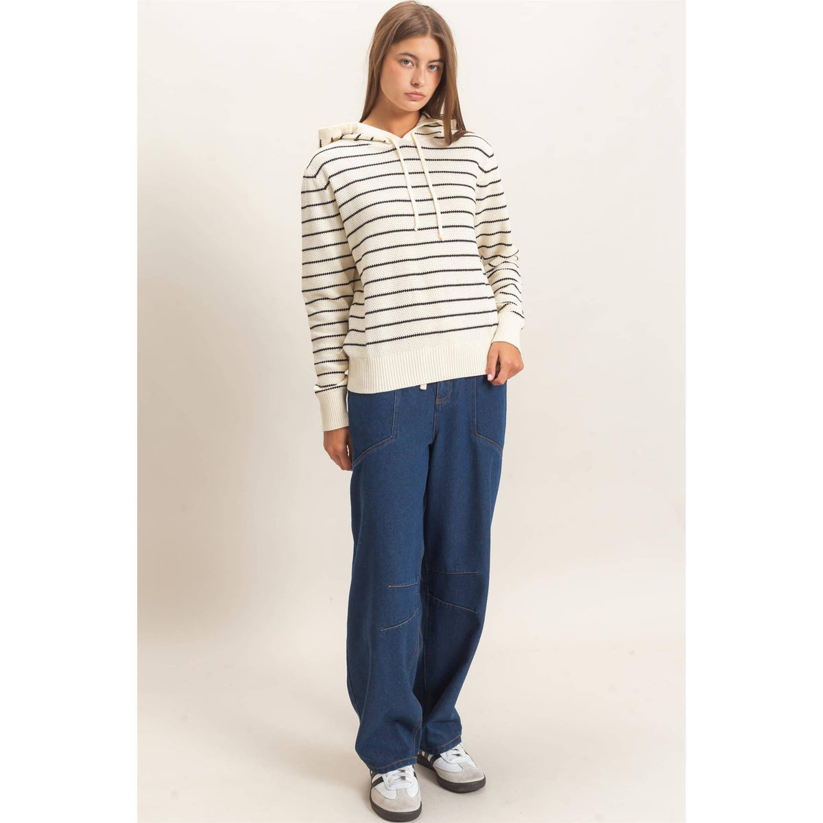 Double Zero - Striped Hooded Sweater