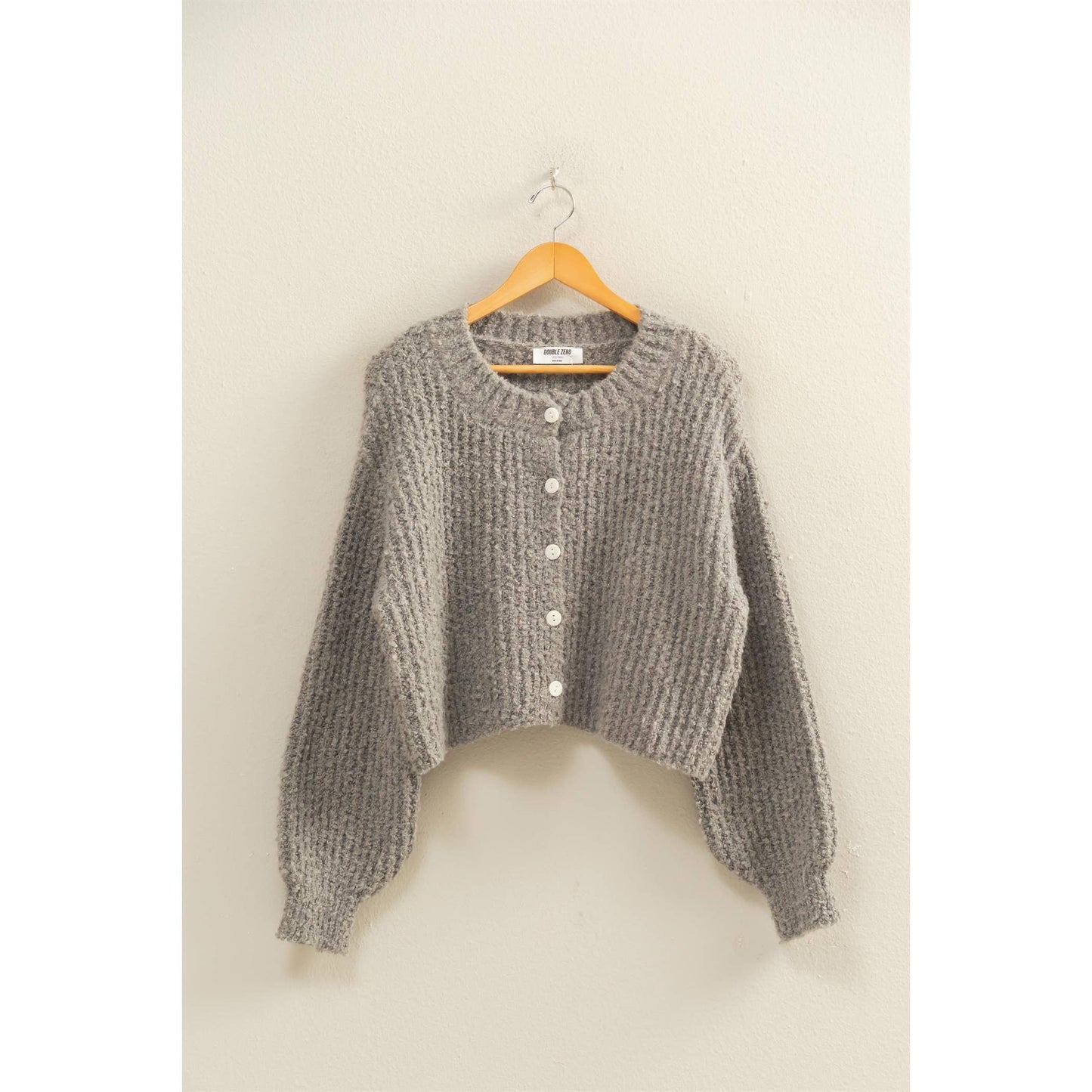Fluffy Knit Button-Up Cardigan Sweater