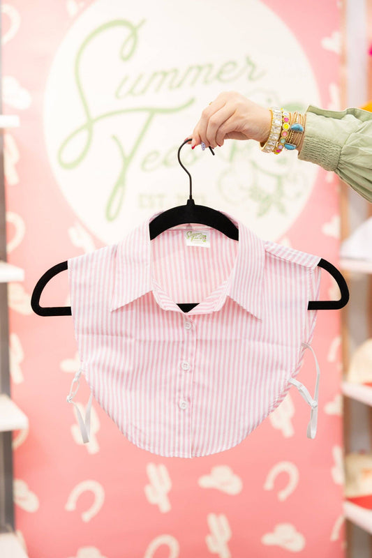 Summer Tees - PINK & WHITE STRIPED COLLAR