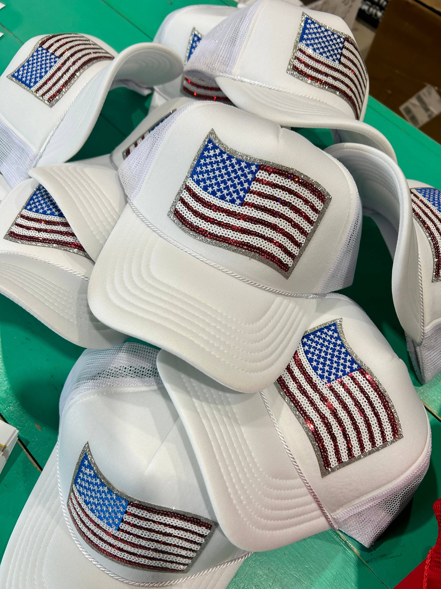 Sequin Flag Trucker