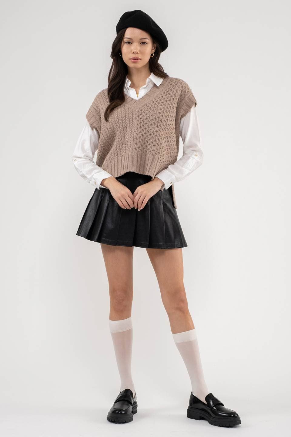 SPLIT CONTRAST KNIT SWEATER VEST