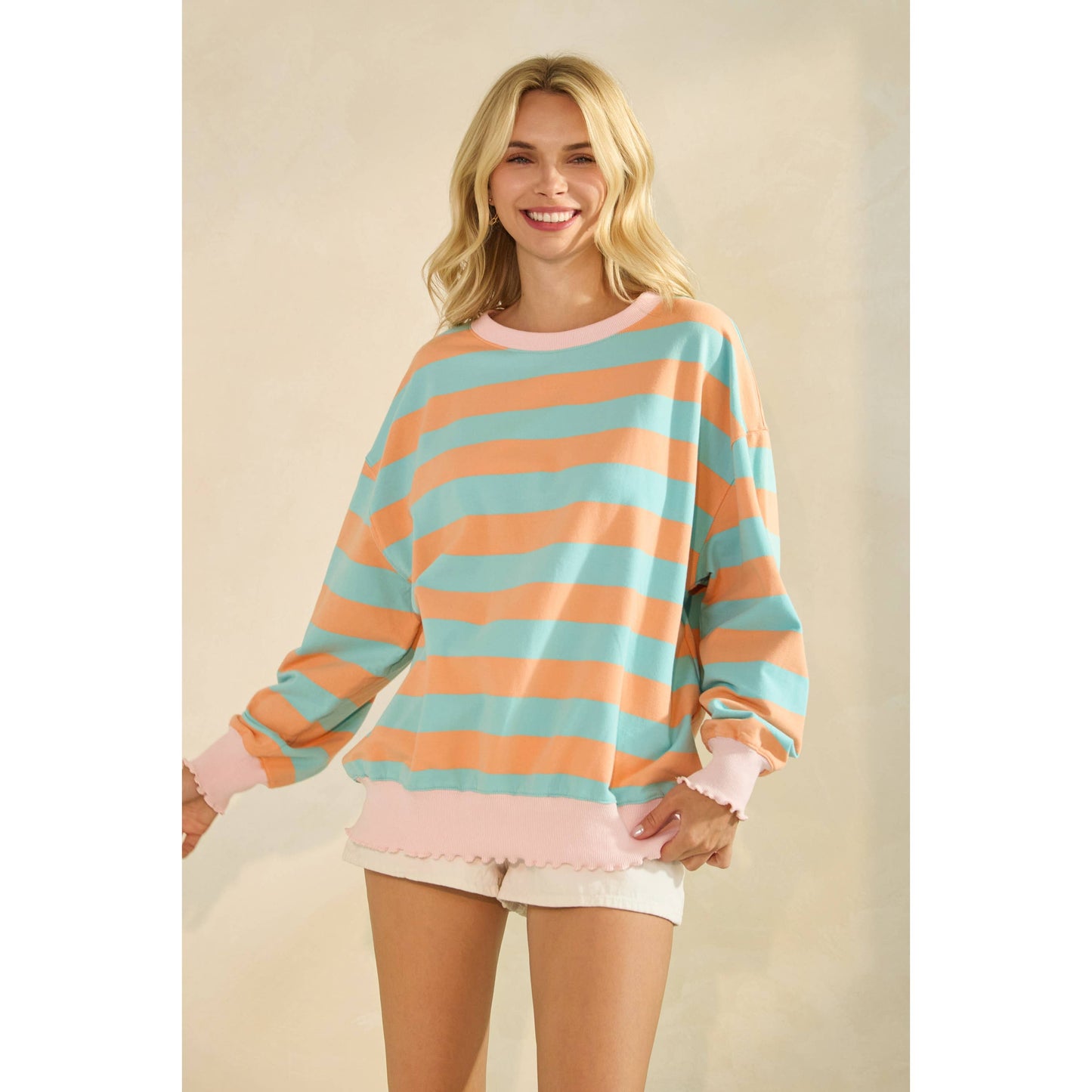 Striped Knit Long Sleeve Top