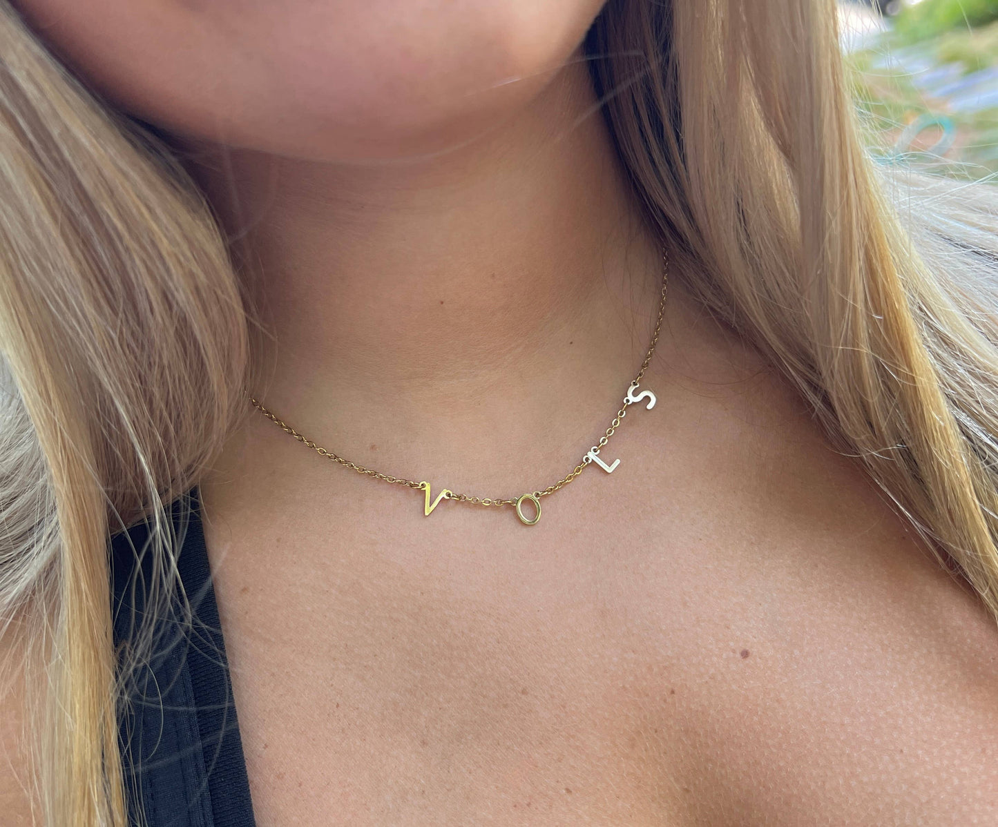 Steele Sloan Designs - VOLS Charm Necklace Gold VOLS Dangle Layer Necklace 