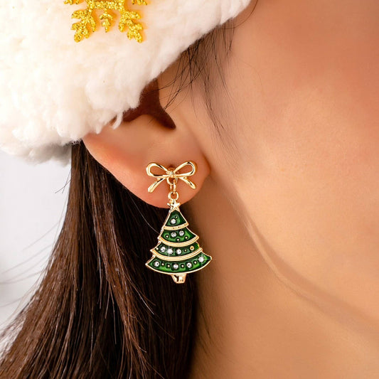 JOSSLYN by wall to wall - Christmas Tree & Bow Dangle Earrings | 80E62433
