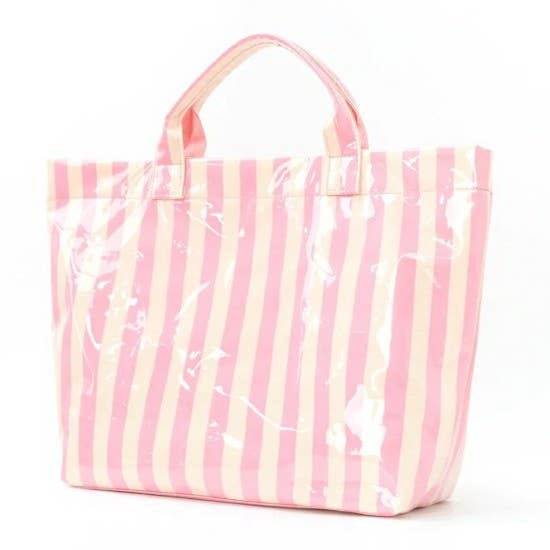 Large Striped Vinyl Tote Bags | 40P595