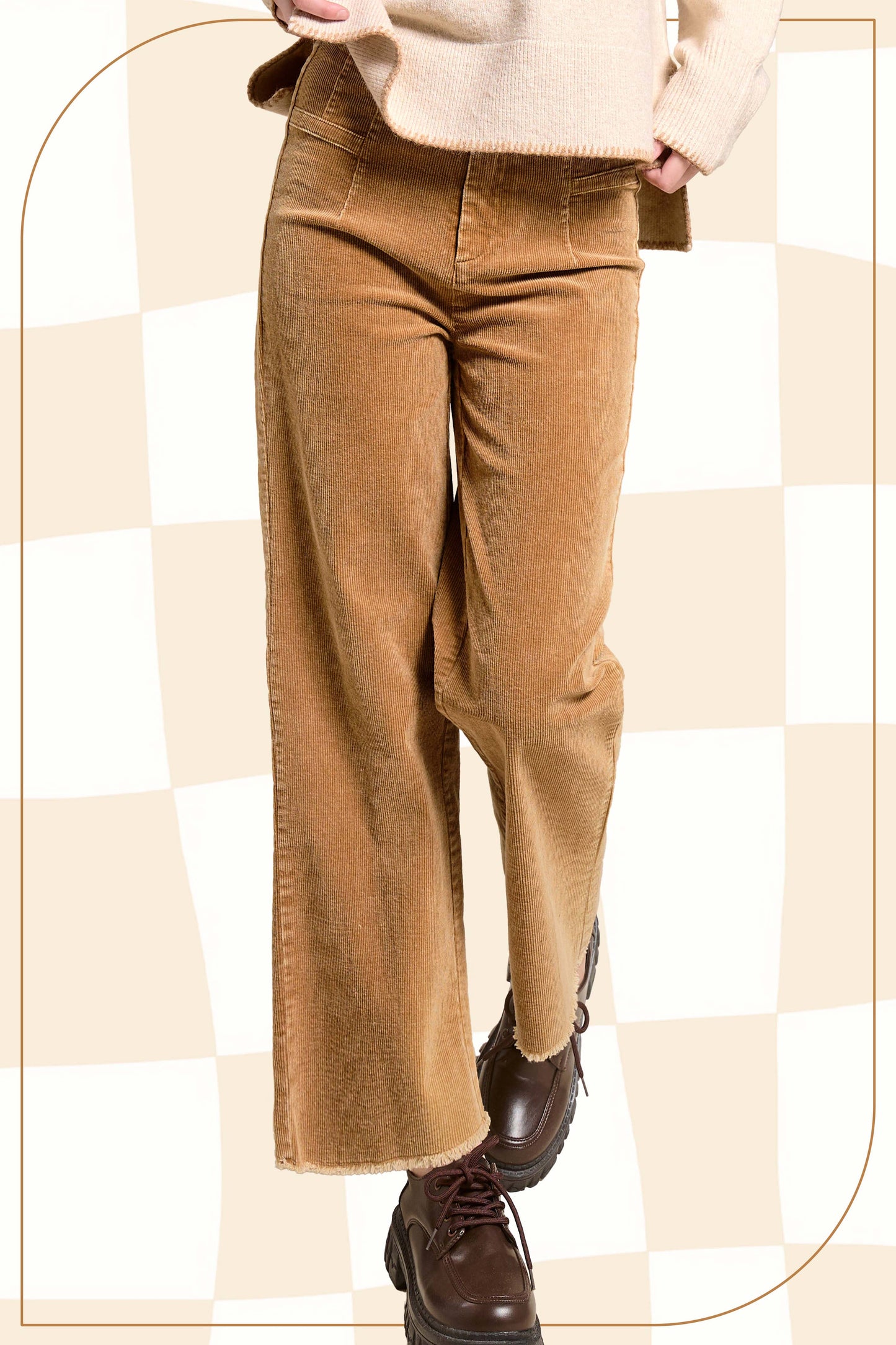 MCP4220-Mineral Washed High Waisted Wide Leg Corduroy Pants