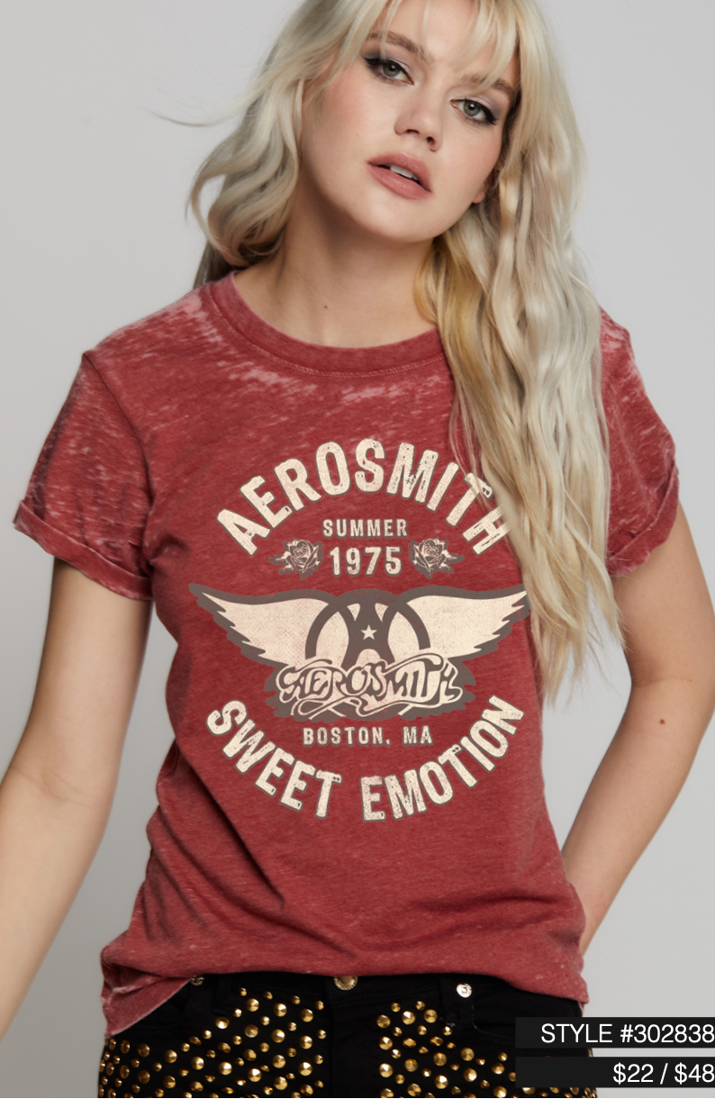 302838 - 1030 Aerosmith Sweet Emotion Burn Out Graphic Tee