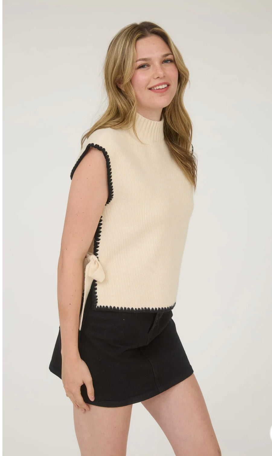 Side tie sweater vest