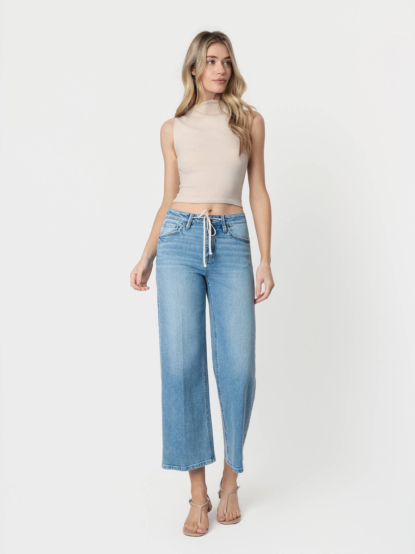 DRAWSTRING CROP WIDE LEG