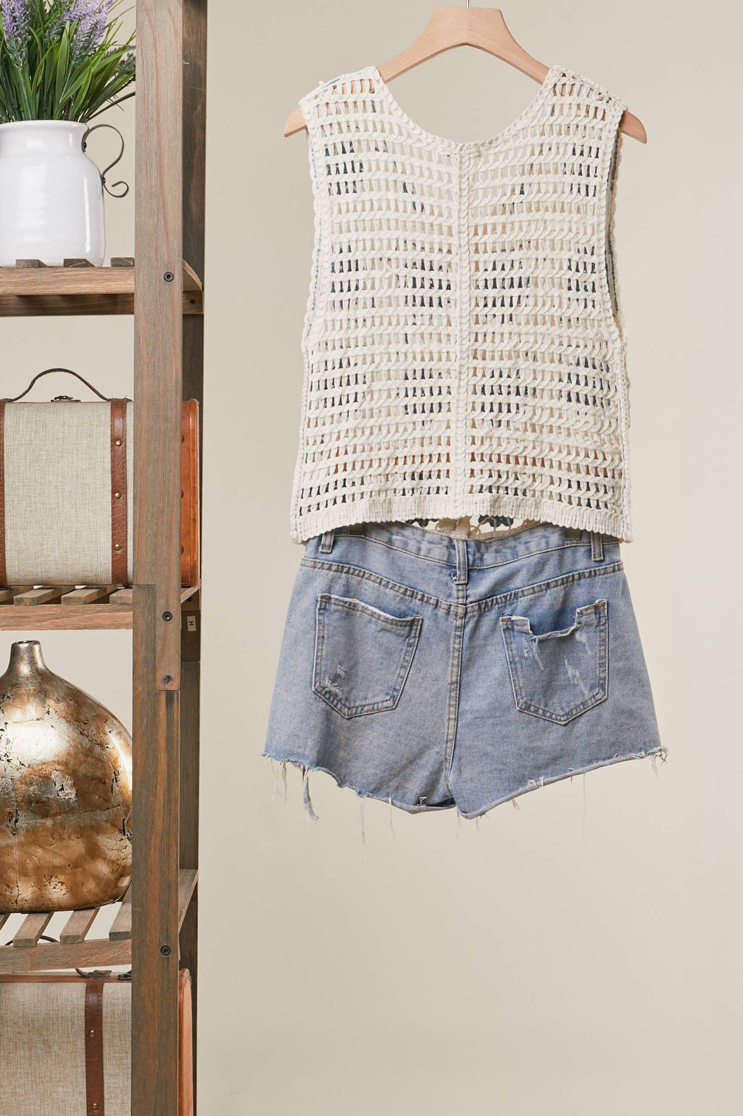 Mello. - CROCHET STYLE TANK SWEATER TOP