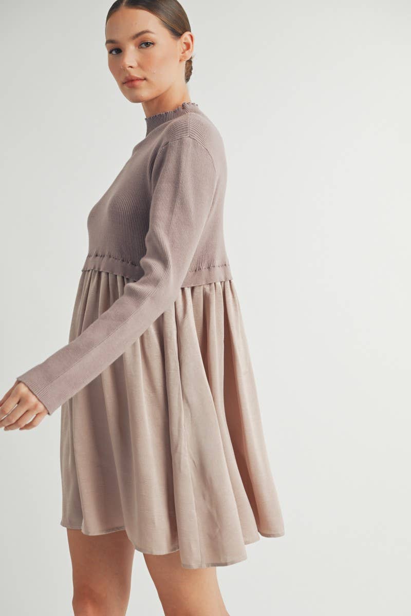 Long Sleeve Twofer Sweater Mini Dress
