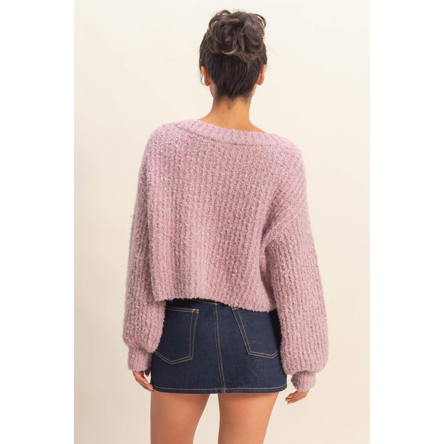 Fluffy Knit Button-Up Cardigan Sweater