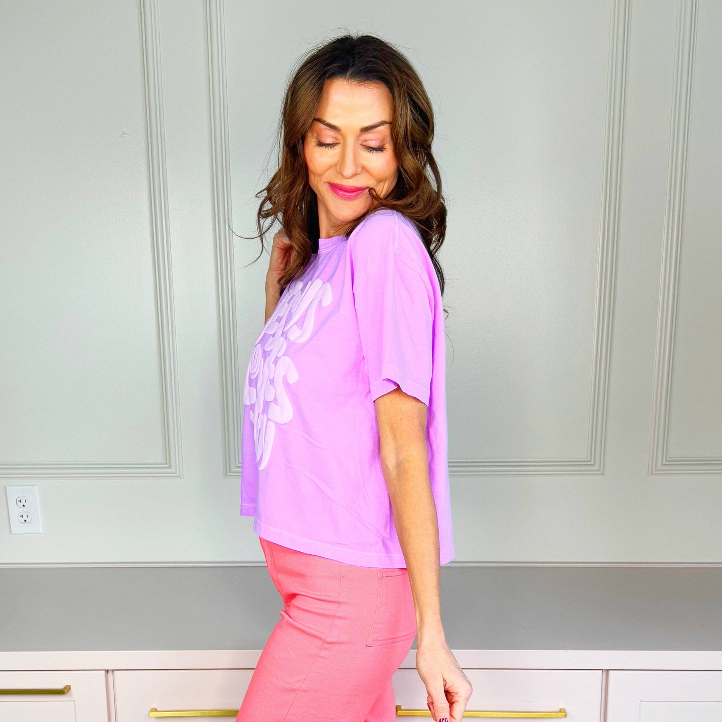 Poppy & Pine - Smiley Jesus Loves You Puff Cropped Tee