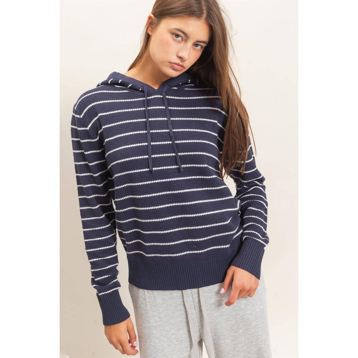 Double Zero - Striped Hooded Sweater