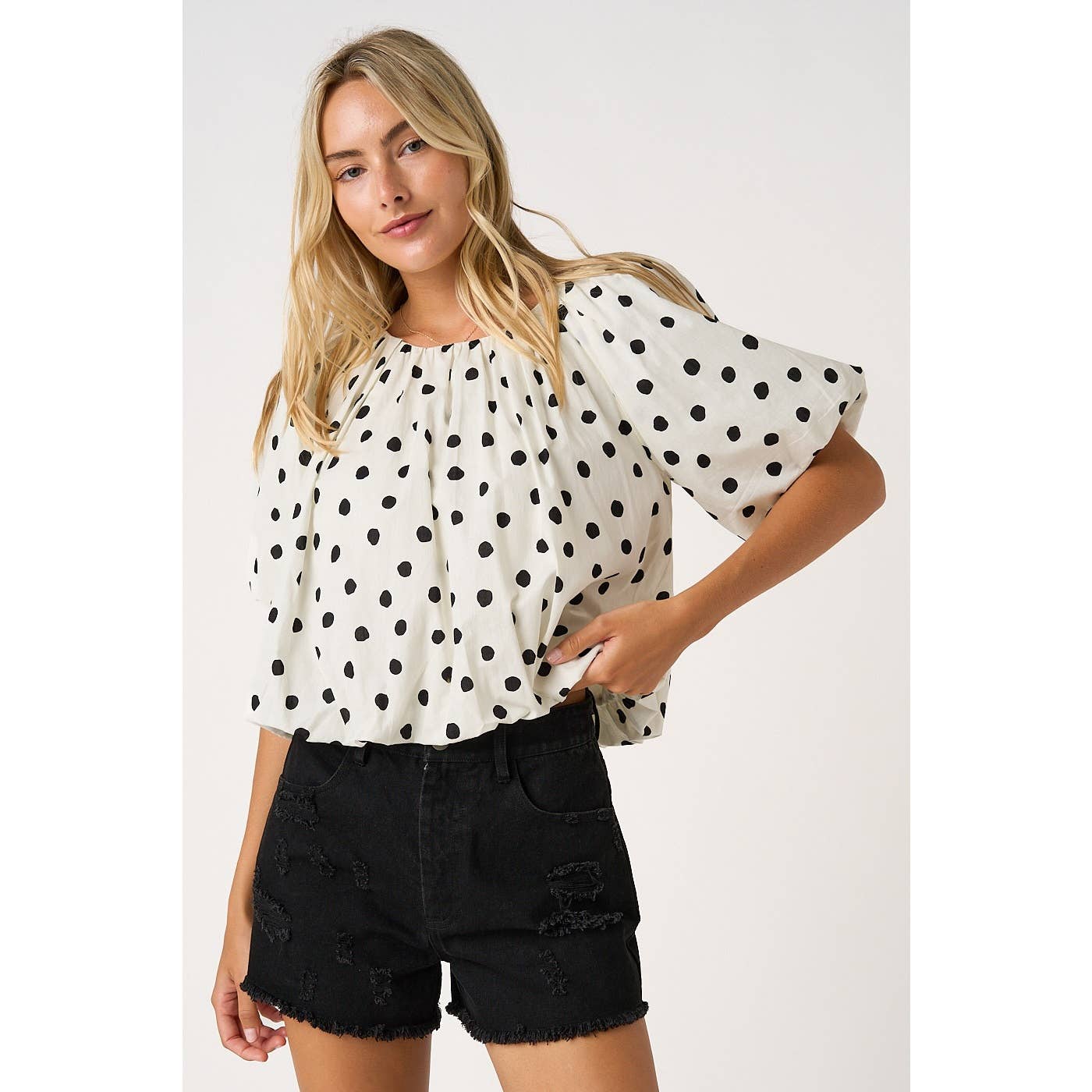 SHORT SLEEVE BUBBLE TOP